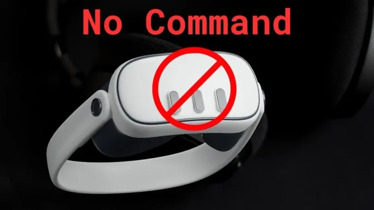 a meta quest 3 vr with a red circle around it - no-command-meta-quest-3-vskel