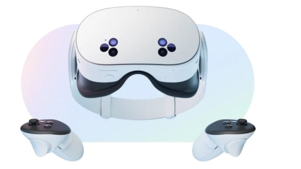 front view of meta quest 3s with controllers