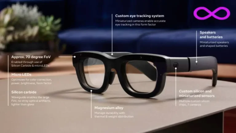 a pair of glasses on a table - meta-orion-ar-technology-explained-vskel