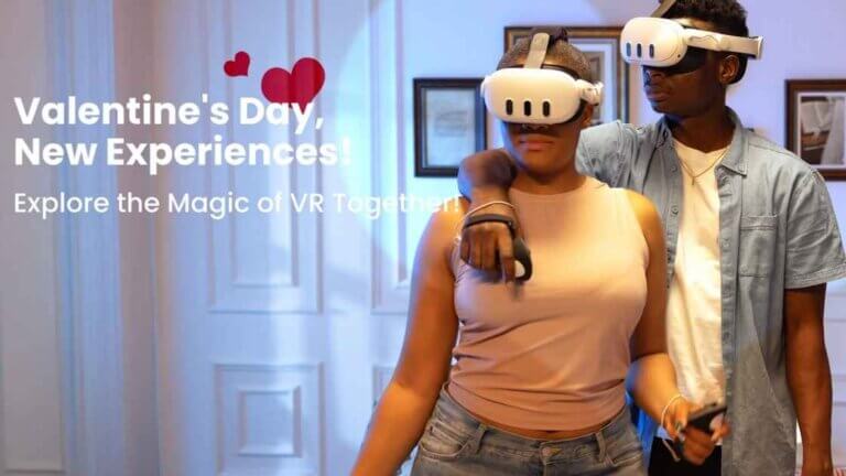 A couple wearing vr headset - Kiwi Design Valentine Sale