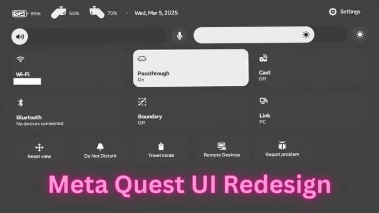 screenshot of new meta quest ui redesign